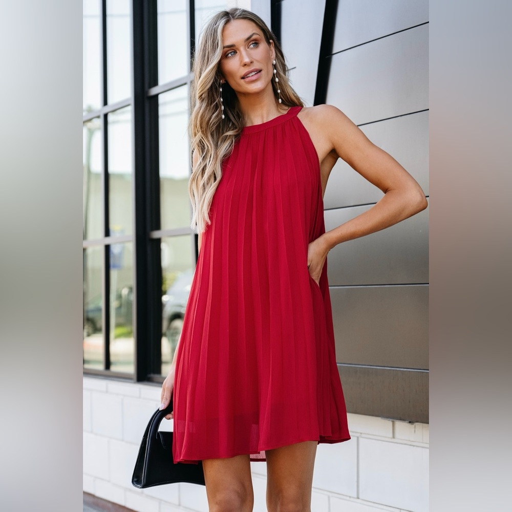 Red Chiffon dress - Cupshe